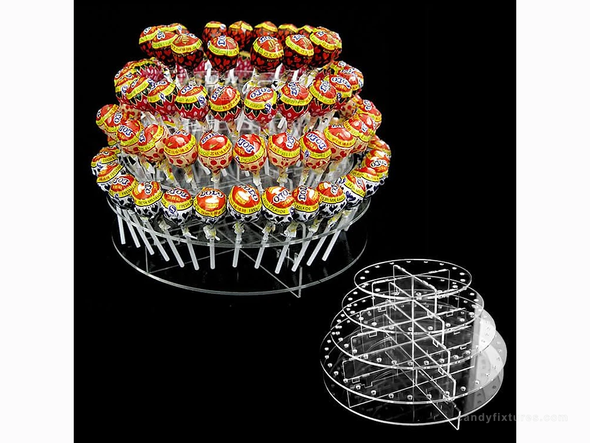 Acrylic Lollipop display stand transparent Multi-level round lollipop shop display stand in sale