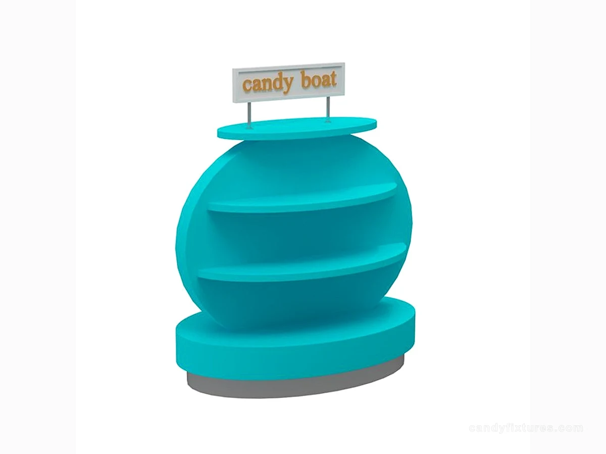 Boat candy display rack used in shopping malls & candy stores