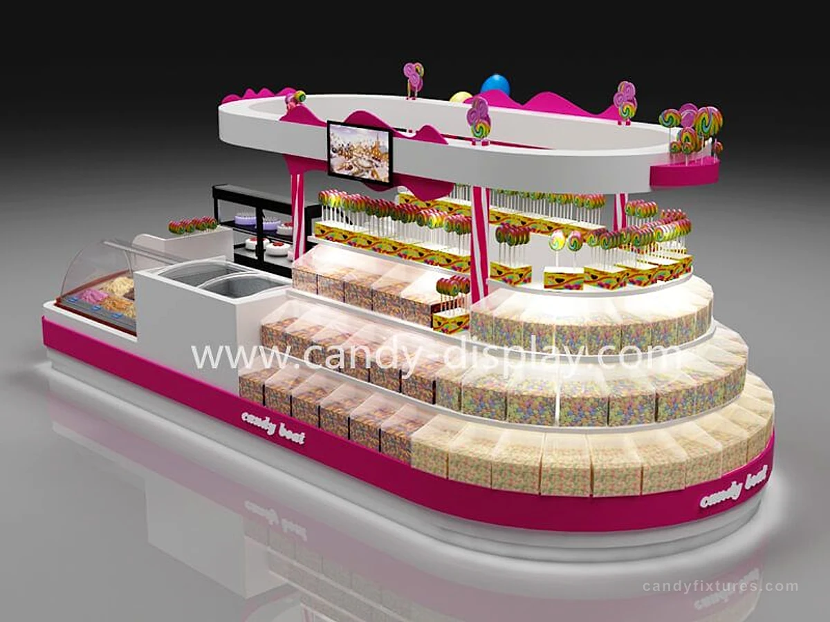 Boat Shape High-end Shopping Mall Candy & Ice Cream Kiosk Custom