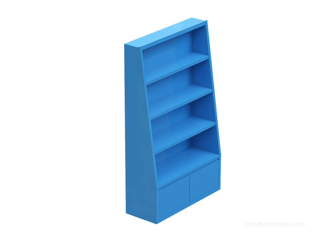 Candy Toys Retail Store Simple Backing Wall Laminate Display Cabinet Bulk Colorful Stands