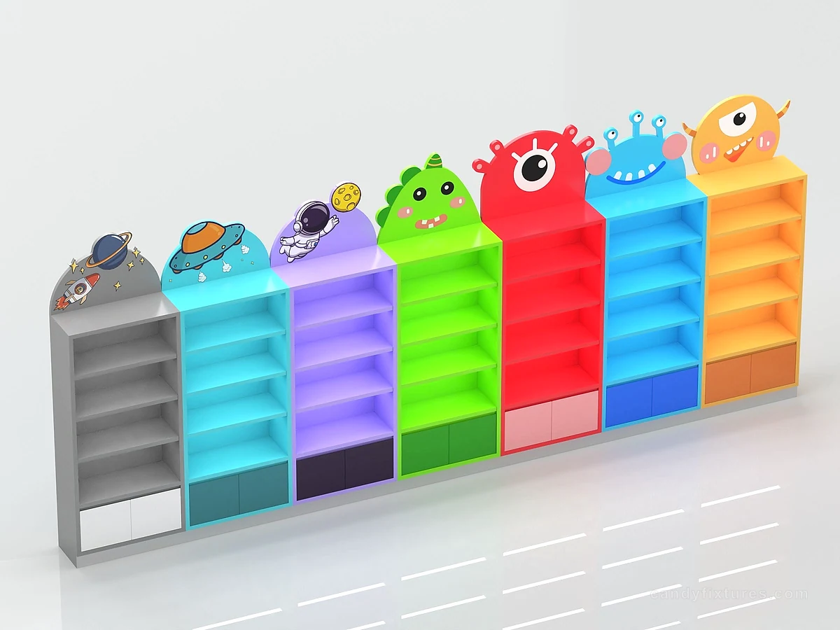 Cartoon Candy Shop Wall Showcase Custom Unique Shelf Store Display