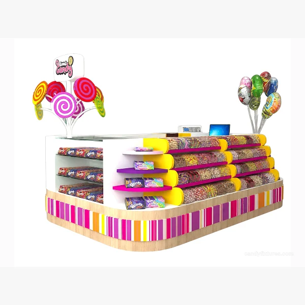 Colorful and beautiful display kiosk custom candy kiosk for mall use
