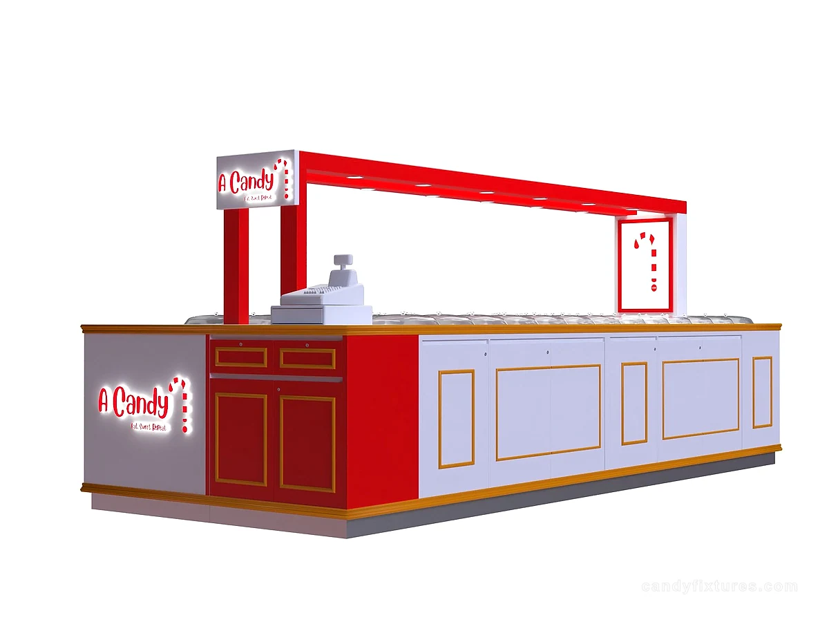 Colorful Red Candy Kiosk Festival Sugar Bar Design New Sweet Showcase