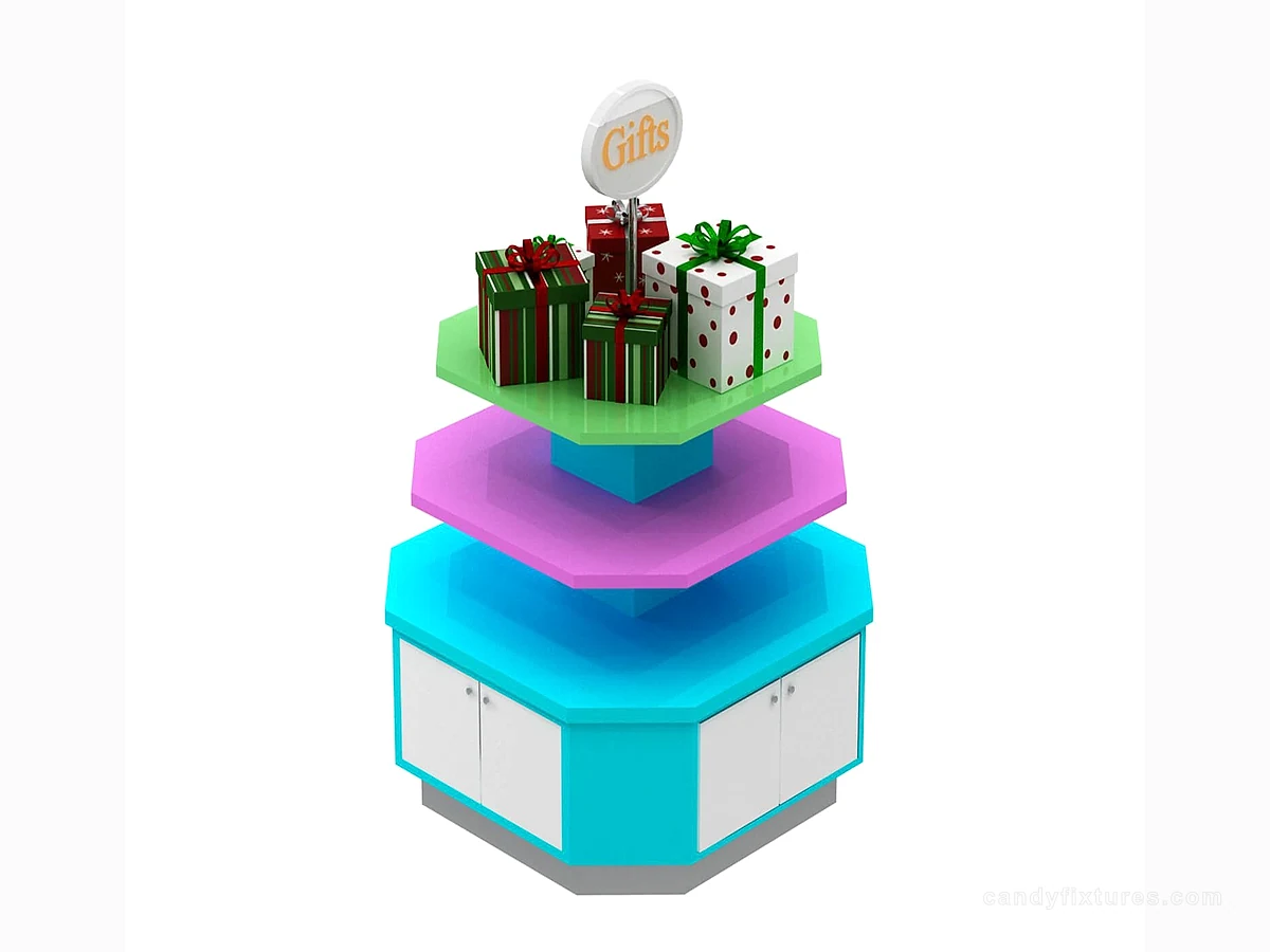 Colorful Shelves Candy & Gift Store Display Stand with Storage Cabinet