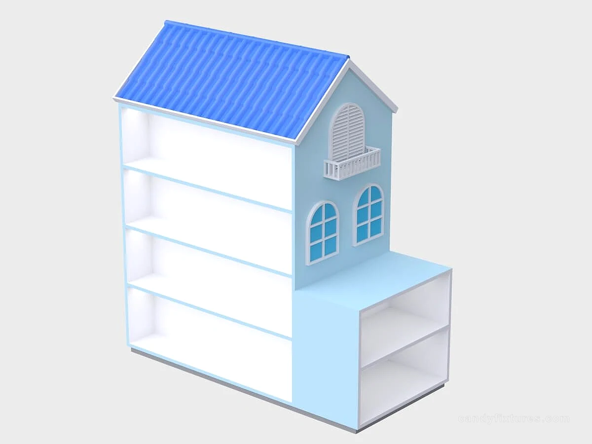 Creative mall Blue candy House display cabinet custom candy shop cabinet