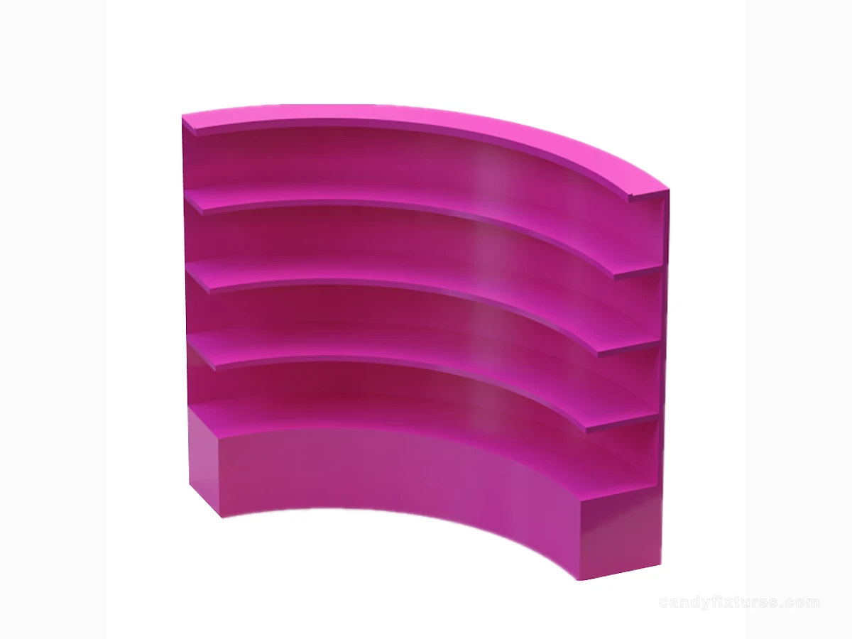 Curved Open Laminate Display Candy Retail Food Shelving Cabinet