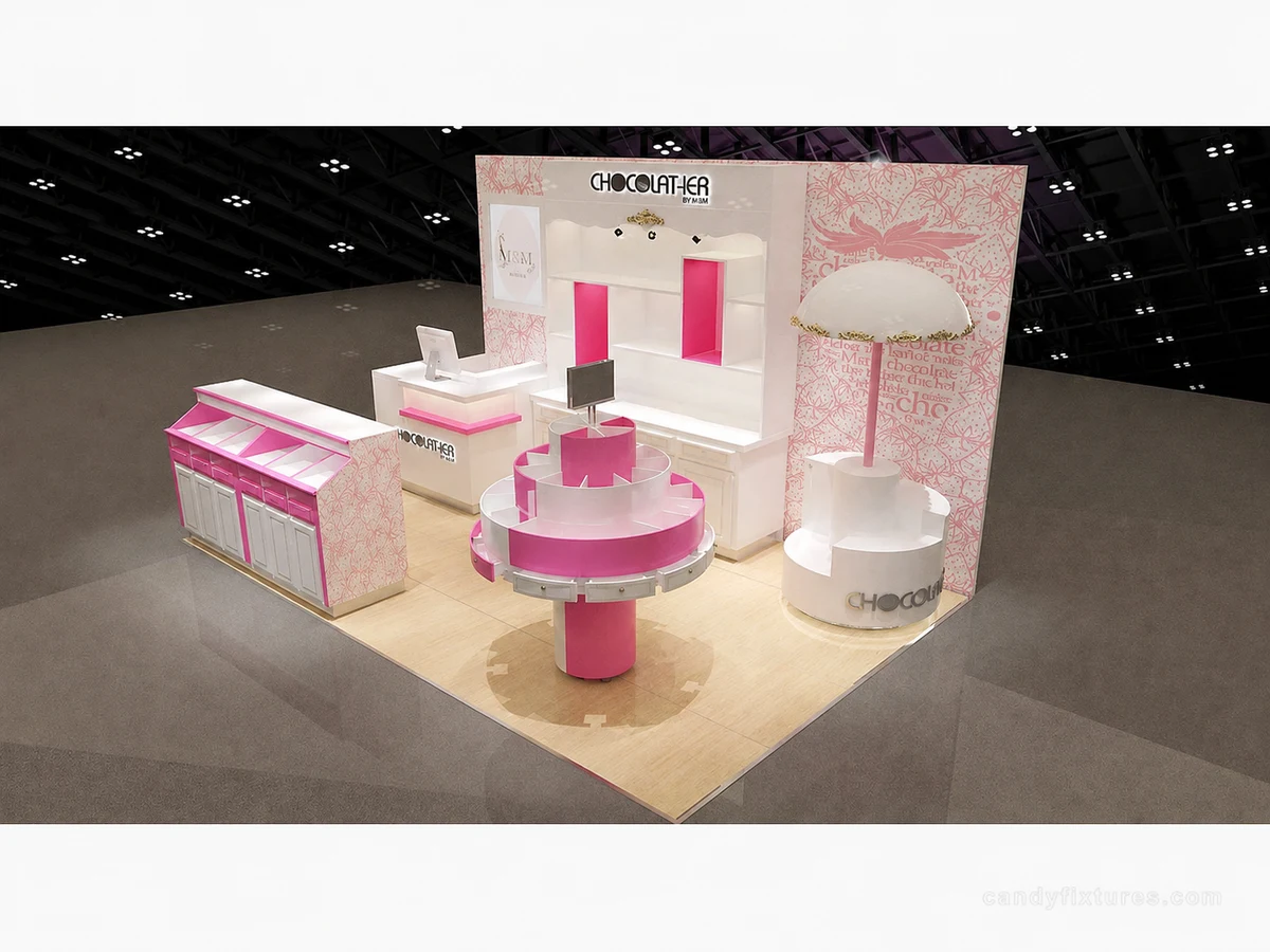 Customize Professional Shopping Mall Trade Candy Display Booth Wall Cabinet High-end Retail Stand