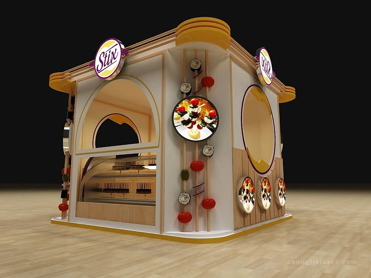 Cute cake Castle display booth Sushi snack booth design custom