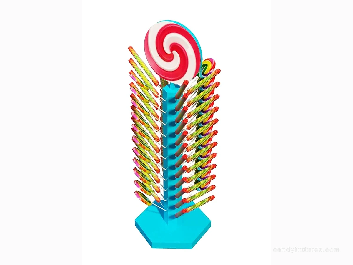 Floor Standing Lollipop Stand With Candy Decoration Use In Sweet Store
