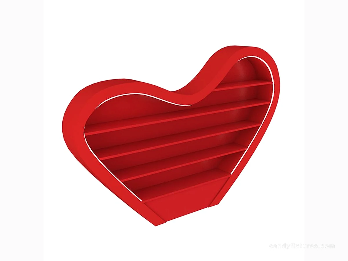 Gaint Heart Shape Display Stand Candy Store Tall Wall Display Cabinet