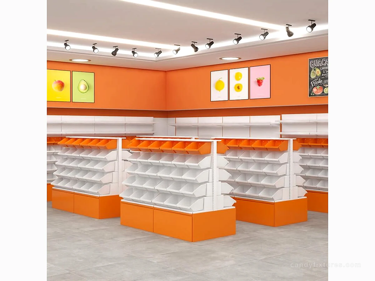 2023 Orange-style store design stand counter Custom new candy kiosk