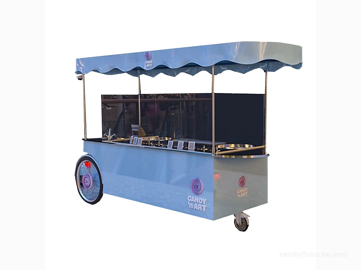 Outdoor Durable Stainless Steel Cotton Candy Display Cart can Close at Night