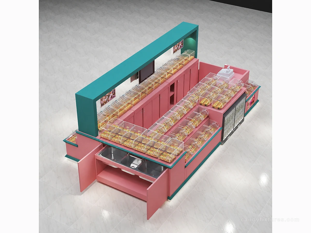 Pink candy cabinet domestic design candy kiosk display