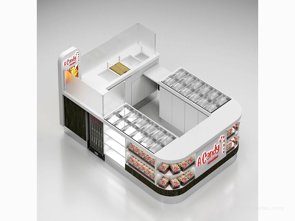 Practical Candy Bar Custom Food Retail Sweet Counter Mall Candy Kiosk Design