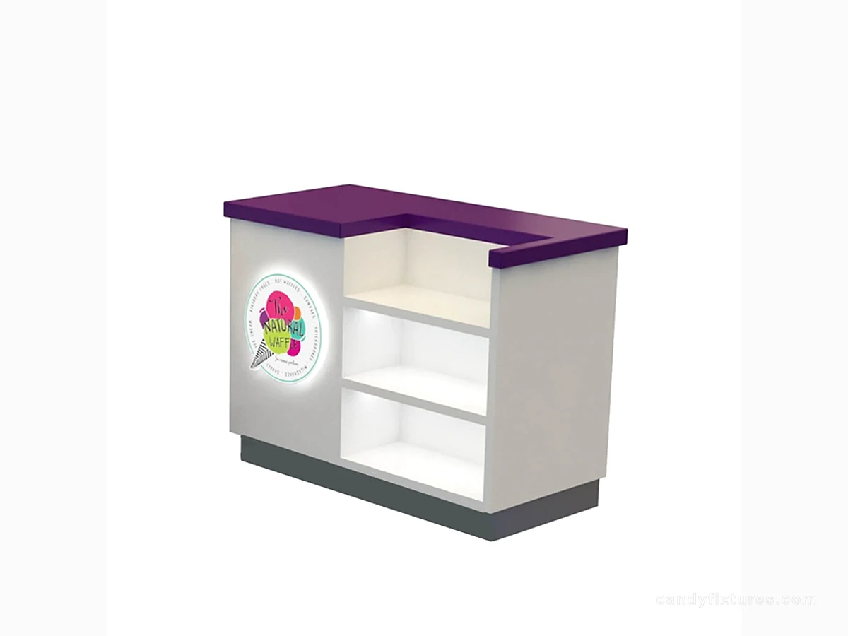 Purple candy display counter ladder display