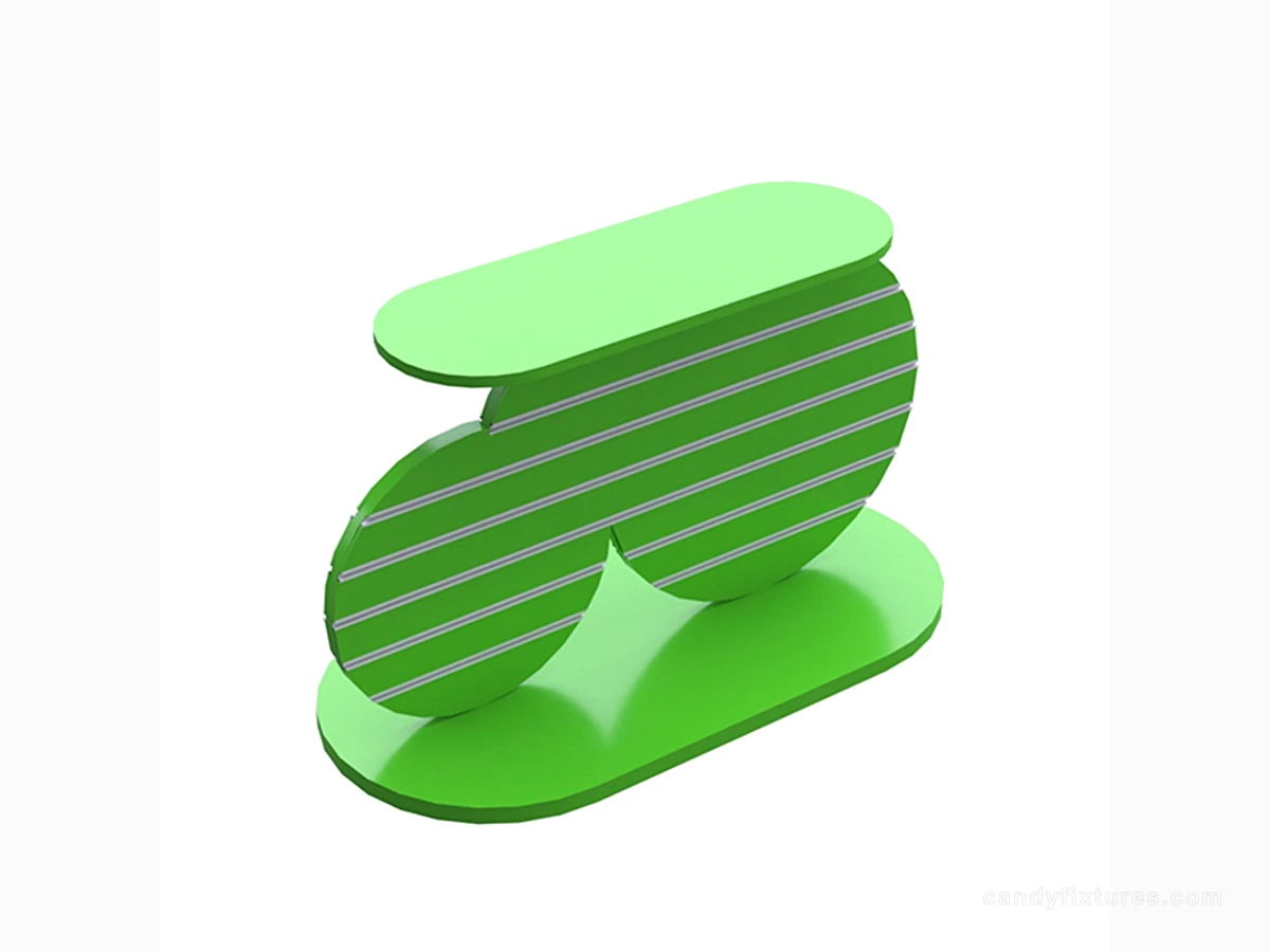 Snail shape candy store display rack wall cabinet display rack for sale.