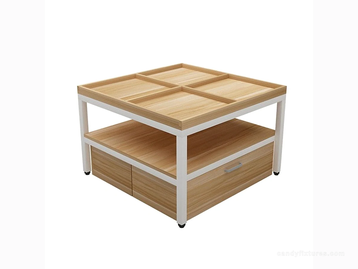 Supermarket Showcase Candy Dry Goods Display Stand Snacks Bulk Container Island Cabinet Shelf Three-story Promotion Table