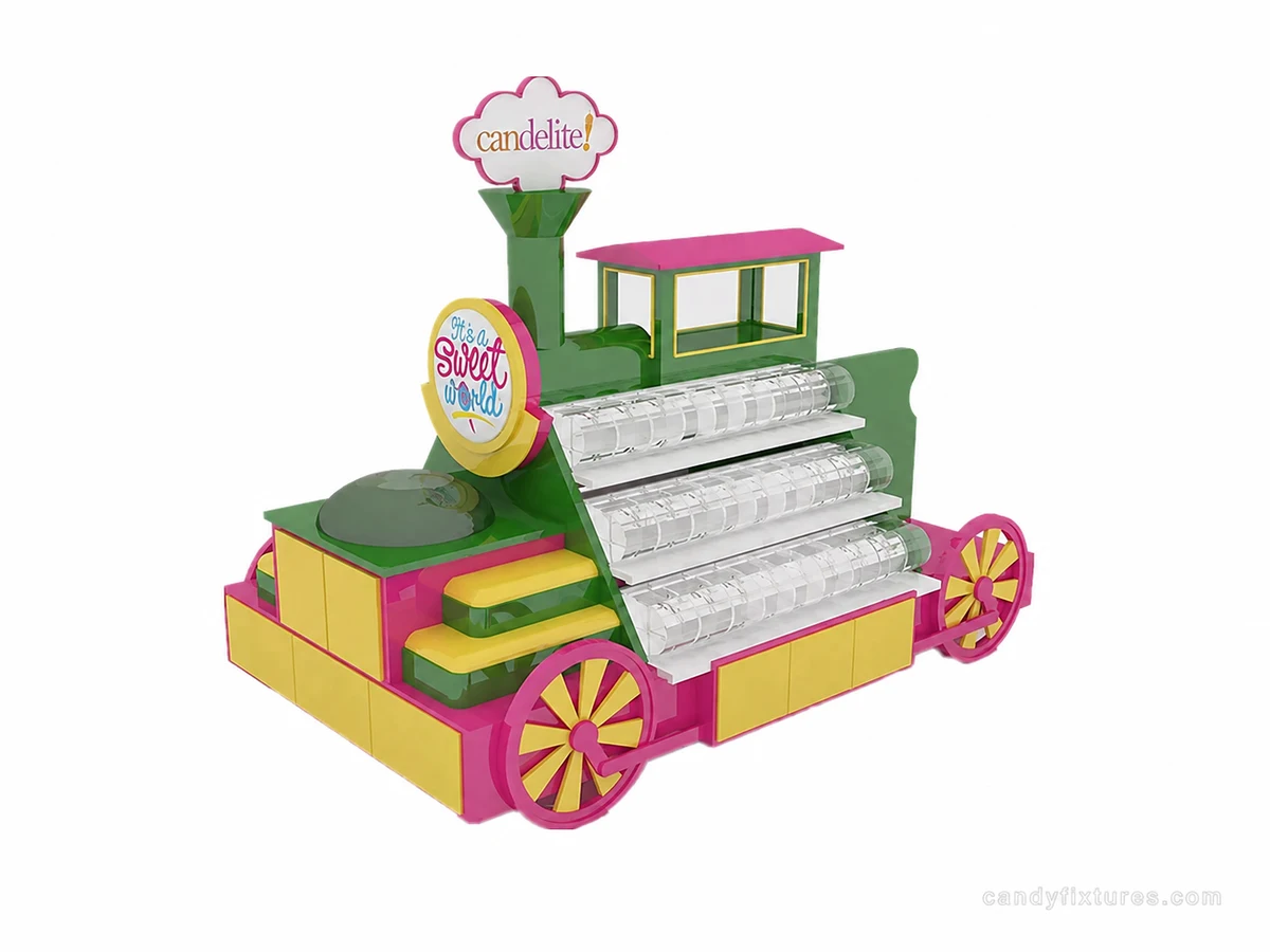 Train shaped display kiosk Toy kiosk candy display mall use