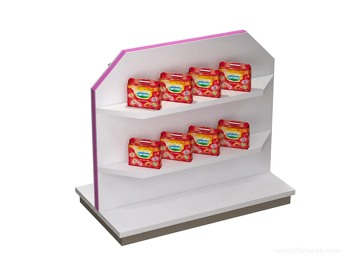 Two-sided candy shop display supermarket shelves candy store decoration in sale
