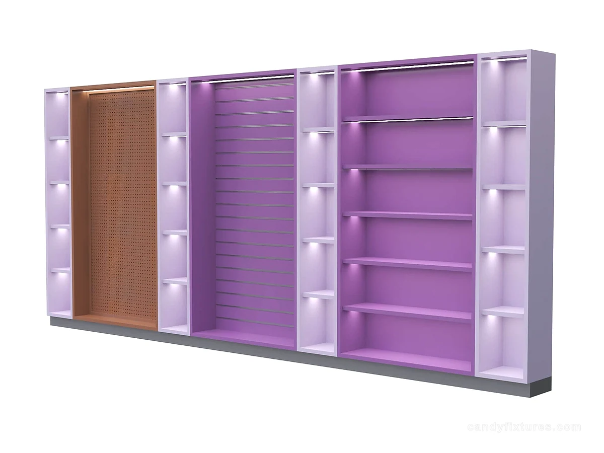 Colorful candy kiosk Supermarket candy shelves display customized Lattice shelf