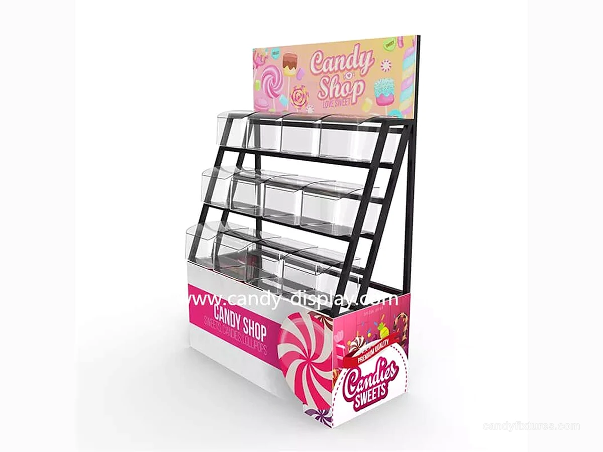 Candy display racks Metal storage racks used in candy retail stores view 1