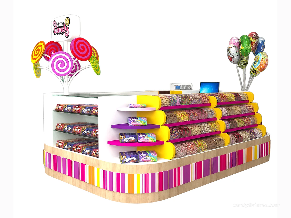 Colorful and beautiful display kiosk custom candy kiosk for mall use view 1