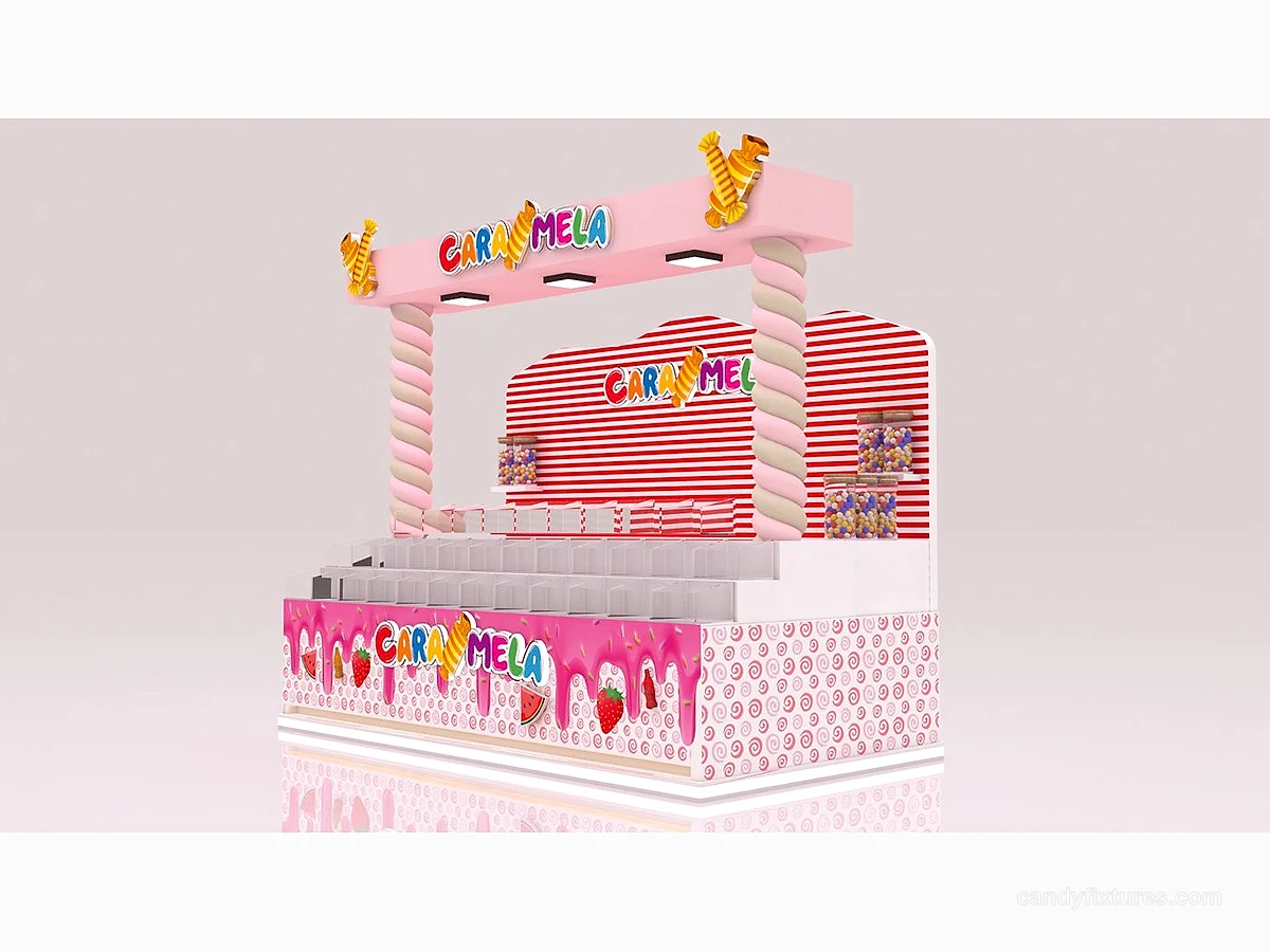 Colorful Candy Kiosk Fun Space Sweet Display Counter Mall Interior Candy Bar view 1