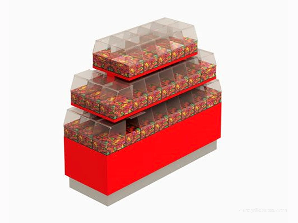 Colorful Candy Wall Showcase Confection Display Shelf Design Candy Shop Display view 1