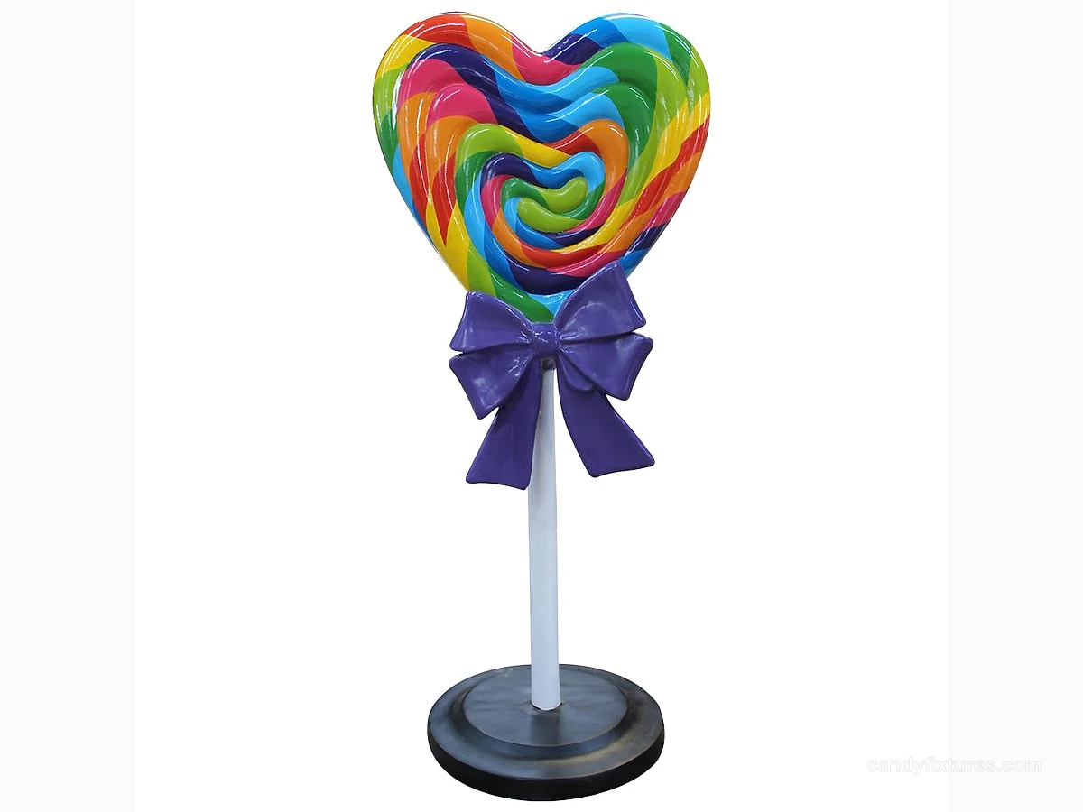 Colorful Heart Lollipop Decoration Big Lollipop Standing Design Candy Shop Lollipop Sculpture view 1