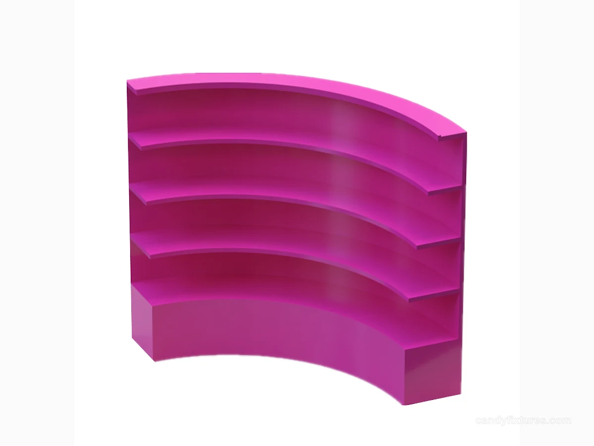 Curved Open Laminate Display Candy Retail Food Shelving Cabinet view 1