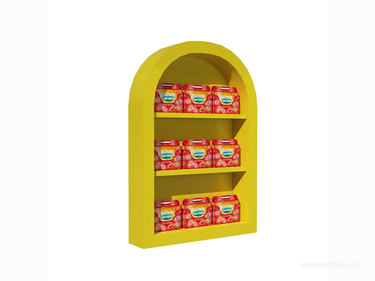 Door type wall cabinet used in candy retail stores view 1