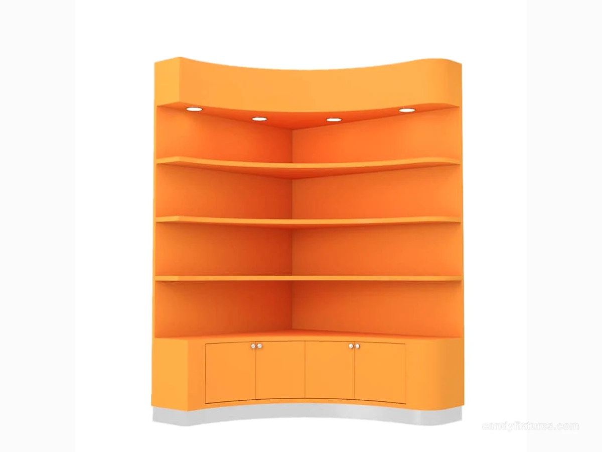 Giant Corner Curved Display Shelving For Candy Snack in Retail Store view 1