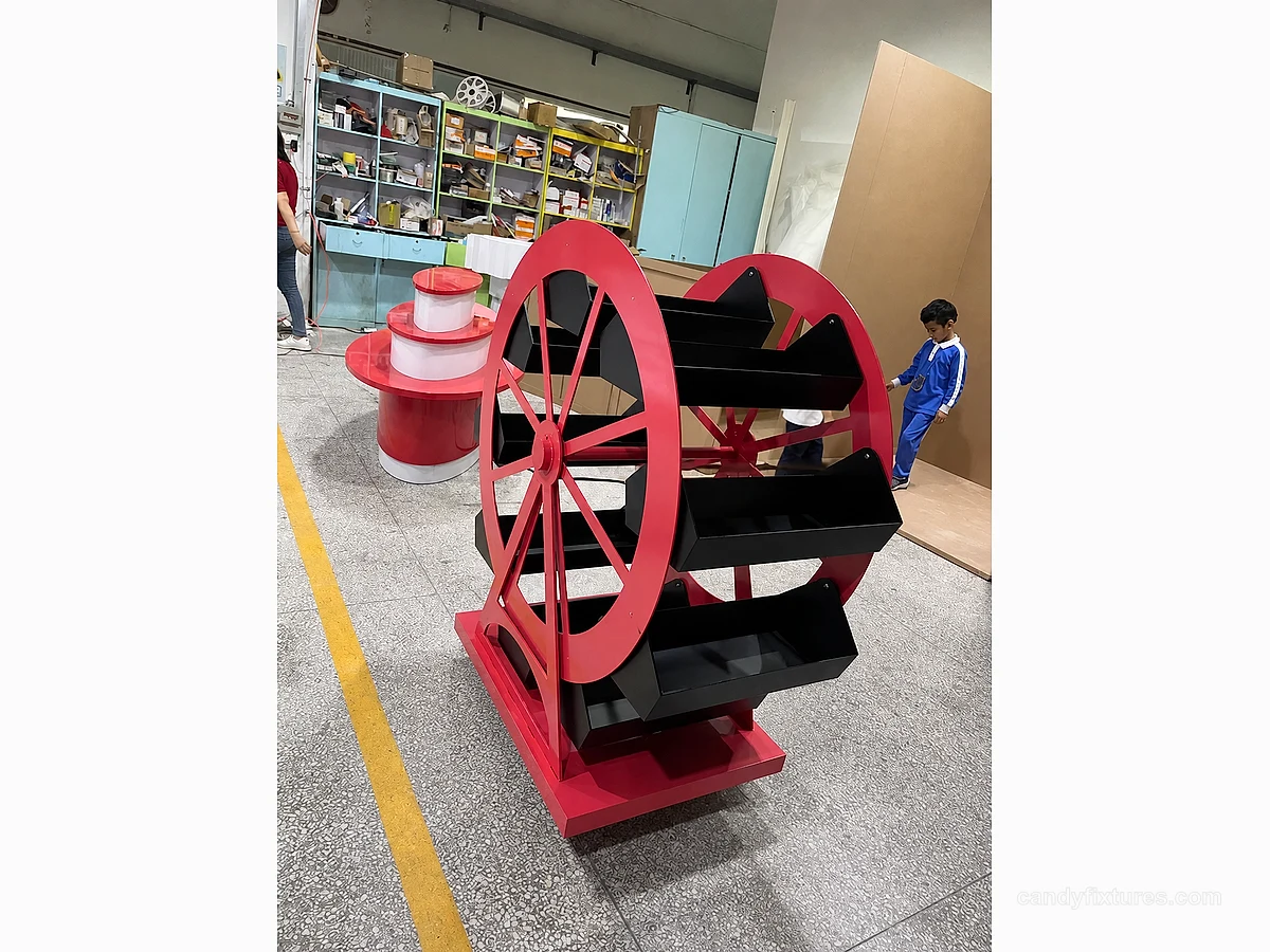 High Quality Iron Ferris Wheel Candy Display Stand Can Swivel Floor Type detail 3