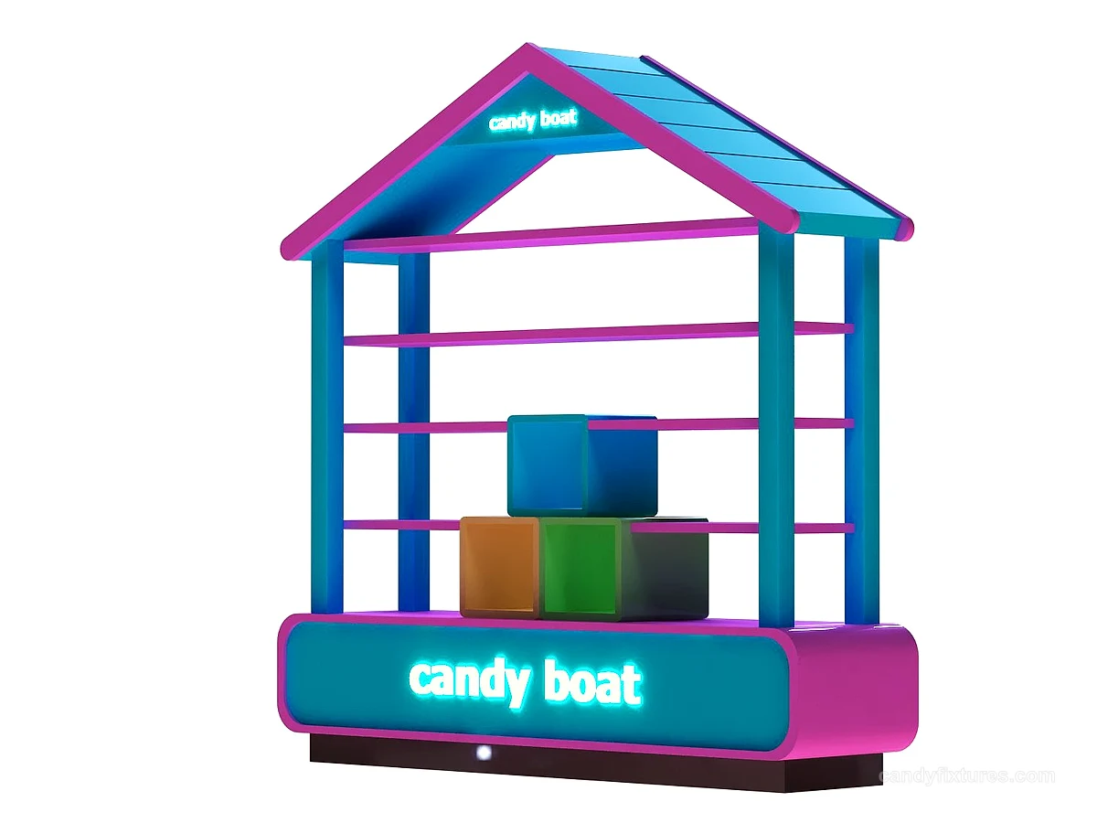 House Shape Laminate Display Cabinet Boutique Candy Store Display Stand view 1