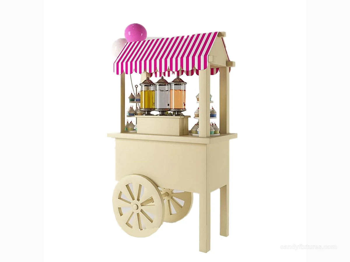 Khaki wheels decorated small cart view 1
