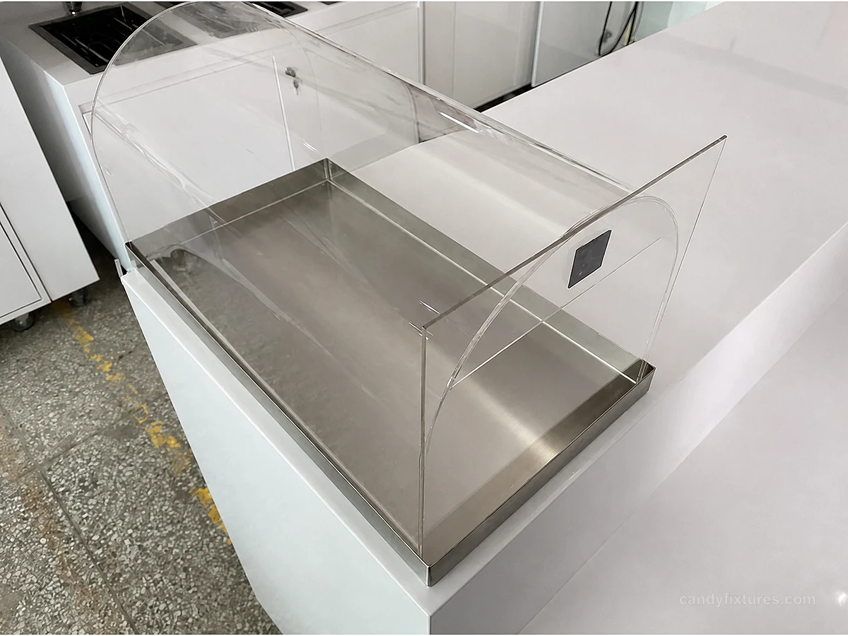 Large Capacity Stainless Steel Candy Container With Curved Acrylic Cover view 1