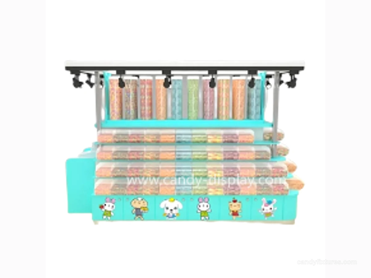 Light-colored cartoon candy kiosks can be customized for mall use view 1