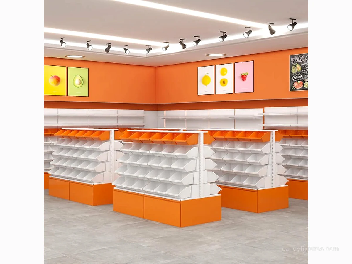 2023 Orange-style store design stand counter Custom new candy kiosk view 1