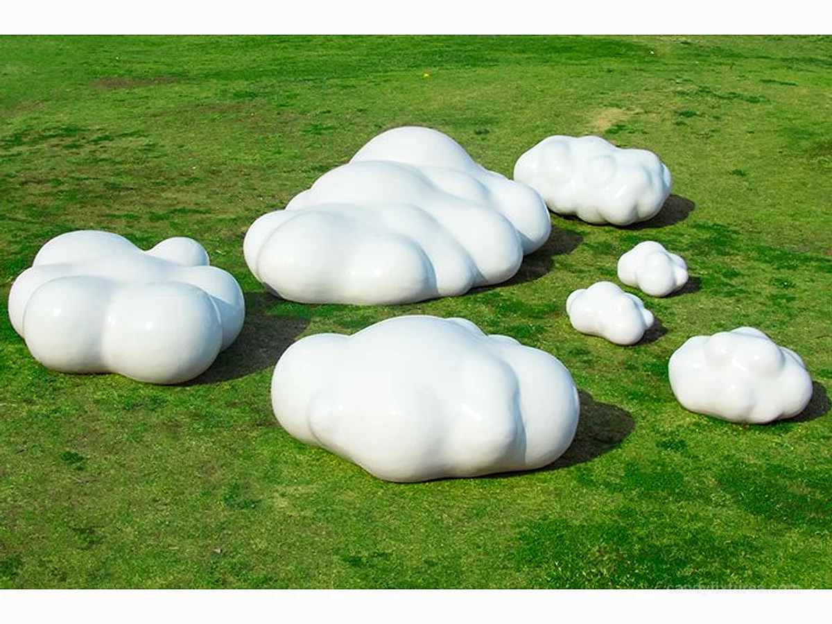 Outdoor Cloud Sculpture Fiberglass Ornament Square Park Garden Decoration detail 1