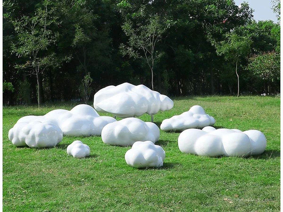 Outdoor Cloud Sculpture Fiberglass Ornament Square Park Garden Decoration detail 3