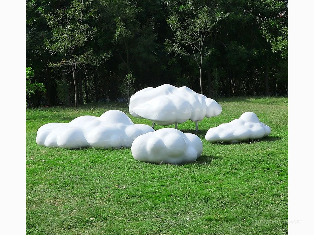 Outdoor Cloud Sculpture Fiberglass Ornament Square Park Garden Decoration detail 4