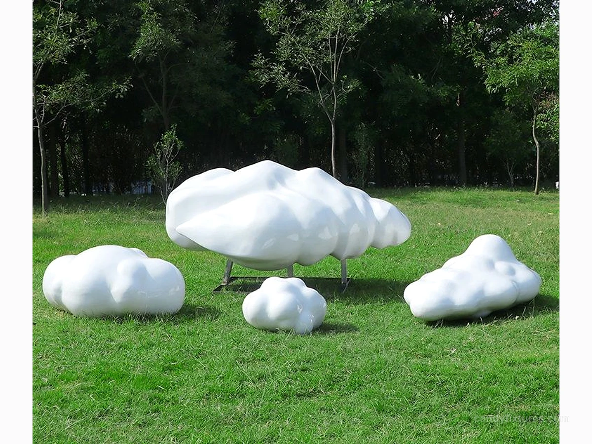 Outdoor Cloud Sculpture Fiberglass Ornament Square Park Garden Decoration detail 5