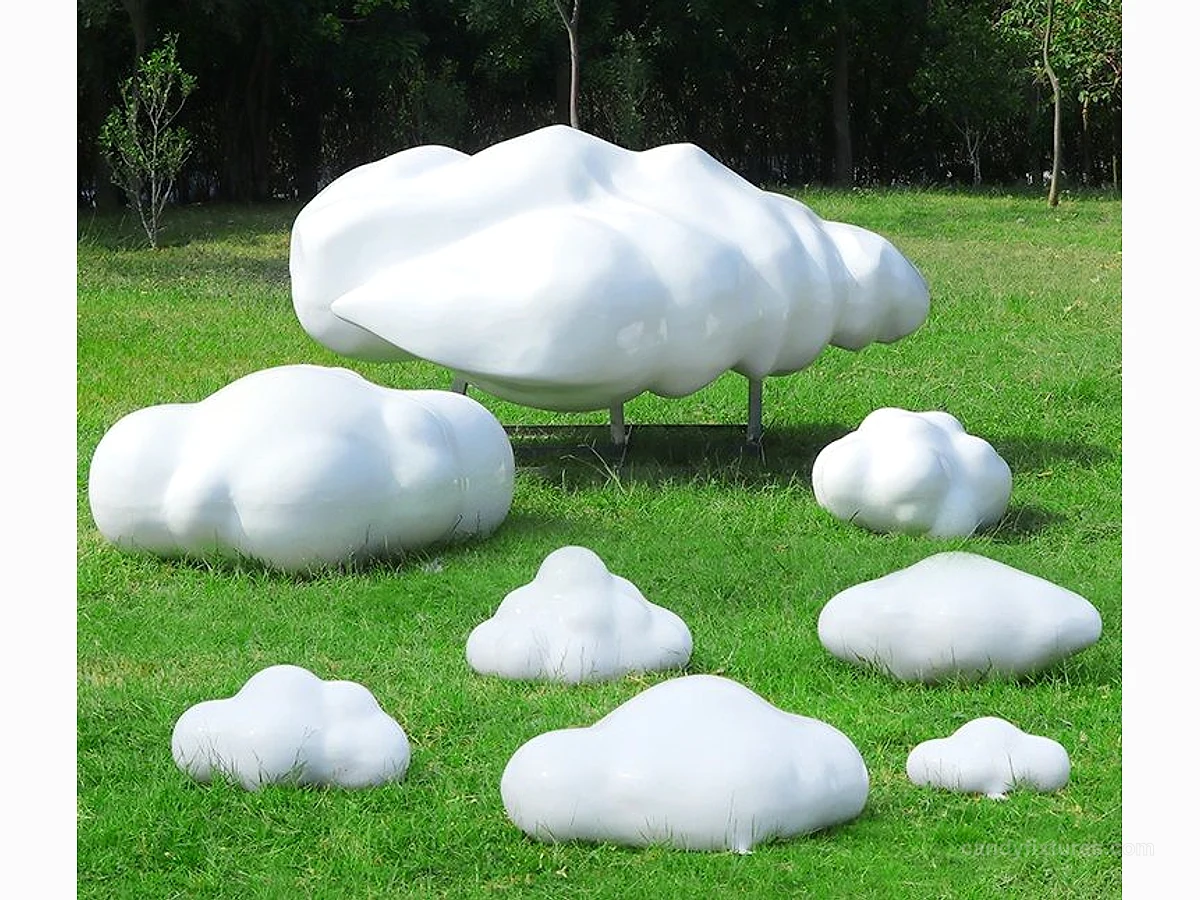 Outdoor Cloud Sculpture Fiberglass Ornament Square Park Garden Decoration detail 6
