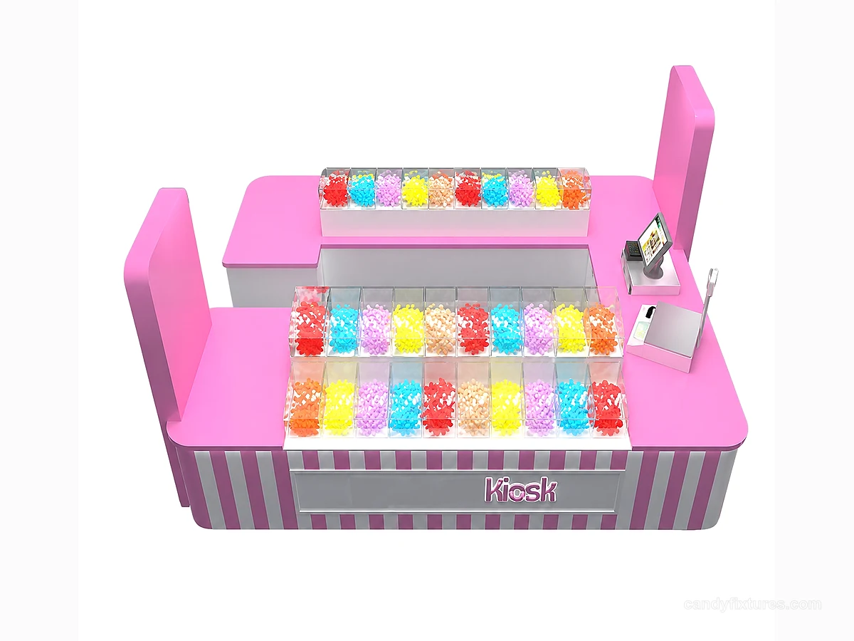 Pink candy kiosk can be customized store use view 1