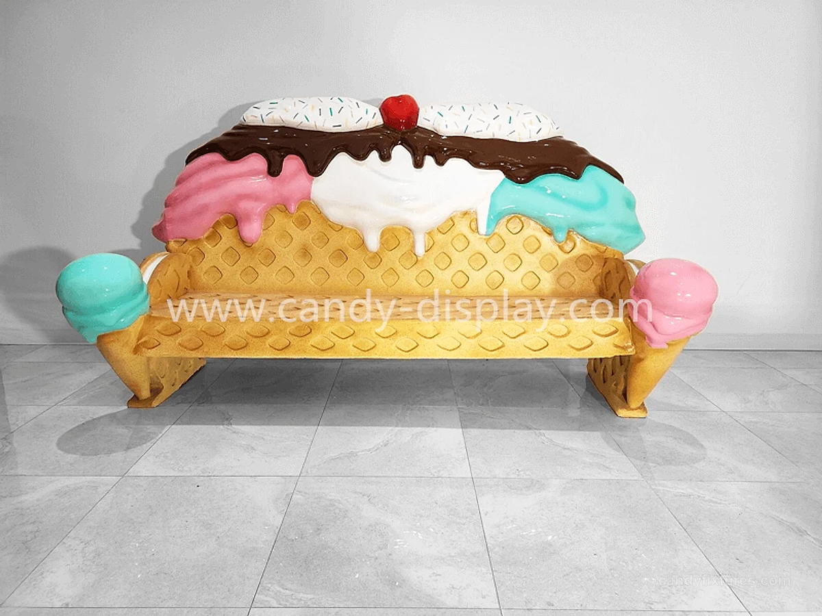 Simulation Ice Cream Bench Sturdy And Durable Ice Cream Fiberglass Chair detail 1