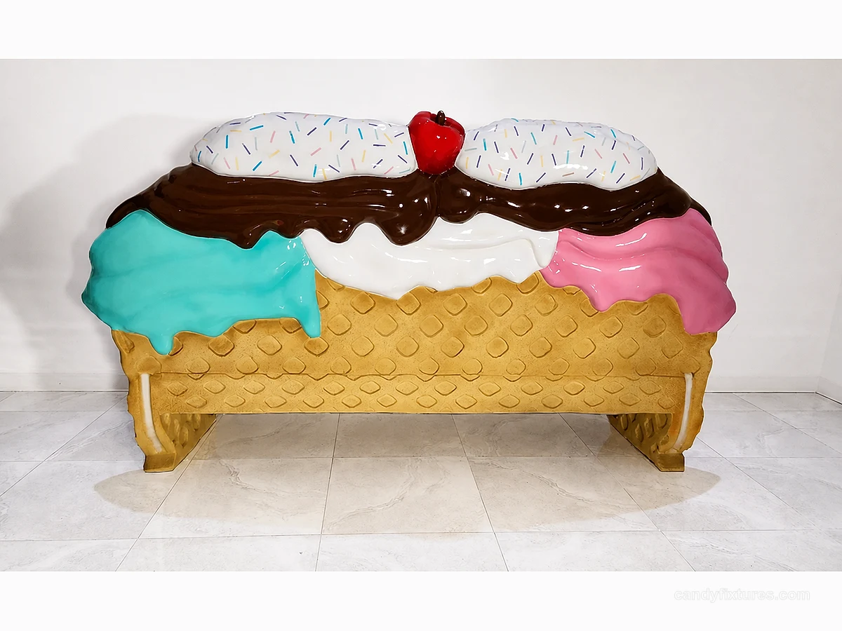 Simulation Ice Cream Bench Sturdy And Durable Ice Cream Fiberglass Chair detail 2