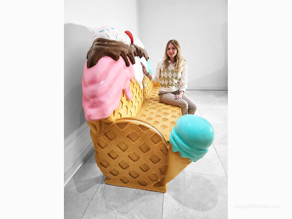 Simulation Ice Cream Bench Sturdy And Durable Ice Cream Fiberglass Chair detail 4