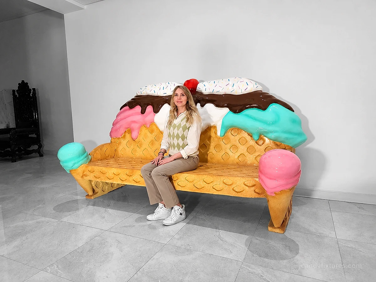 Simulation Ice Cream Bench Sturdy And Durable Ice Cream Fiberglass Chair detail 5