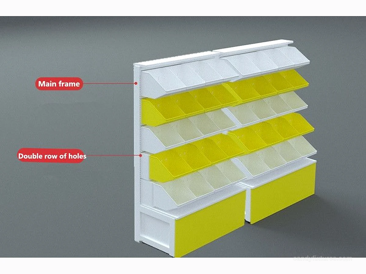 Supermarket Bulk Snack Shelf Convenience Store Display Rack Called Food Hanging Bucket Cabinet Bread Candy Stand detail 4