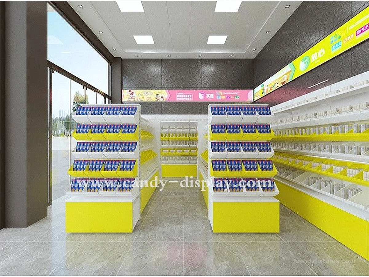 Supermarket Bulk Snack Shelf Convenience Store Display Rack Called Food Hanging Bucket Cabinet Bread Candy Stand detail 6